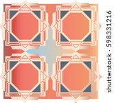 Geometric Tile Pattern Coral & Navy