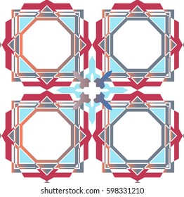 Geometric Tile Pattern Red & Blue