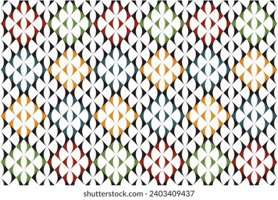 Geometric of tile pattern vector. Design diamonds colorful on white background. Design print for illustration, textile, carpet, cloth, cover, background, wallpaper. Set 3
