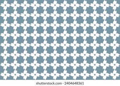 Geometric of tile pattern vector. Design flowers white on pastel blue background. Design print for illustration, textile, carpet, cloth, cover, interior, background, wallpaper. Set 4
