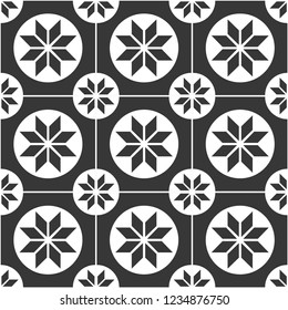 Geometric tile seamless pattern. Scandinavian style. Vector illustration.