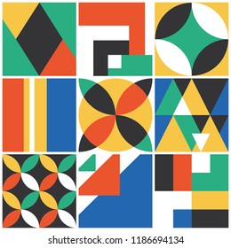 Geometric tile set. Scandinavian style. Vector illustration.