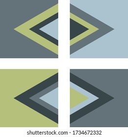 Geometric tile with a triangle in monochrome colors and a gold pattern.