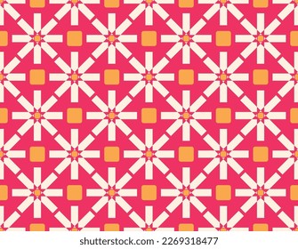 Flores vectoriales de baldosas geométricas, sol botánico, formas decorativas modernas y elegantes, elemento floral, cubismo de colores suaves, índigo, patrón sin costura naranja diseñado para la decoración y la ropa de mujer