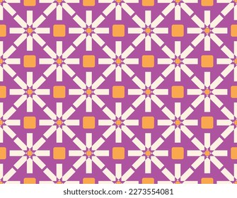 Geometrische Ziegelblüten, botanische Sonne, moderne elegante Formen, dekorative Formen, Blumenelemente, sanfte Farben des Kubismus, Indigo, nahtlose Orangenmuster für Dekoration und Frauenbekleidung