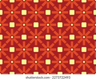 Geometric tile vector flowers, botanical sun, modern elegant shape decorative shapes, flower element, cubism soft colors, indigo, orange seamless pattern designed for decoration and womanswear