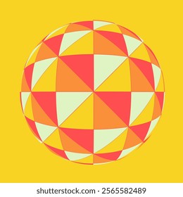 geometric tiled ball sphere in orange tones
