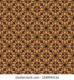 Geometric tiled floral seamless pattern