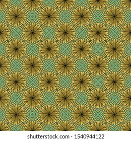 Geometric tiled floral seamless pattern
