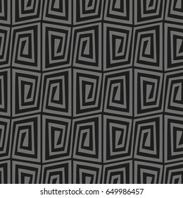 Geometric tiles with curved squares..Vector seamless pattern.Dark background