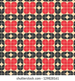 Geometric tiles seamless pattern, retro style vector background.