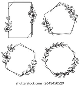 Geometric and Timeless Leafy Vintage Decorative Floral Frames Vector Collection
