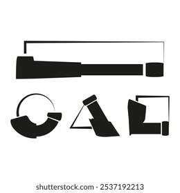 Ícones da ferramenta Geométrica. Ilustração de formas abstratas. Conjunto de silhuetas monocromáticas. Coleção de vetores.