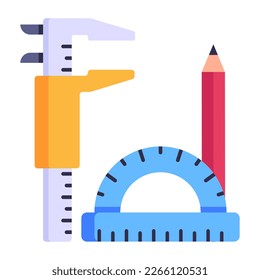 Geometric tool, trendy flat icon of drawing compass 