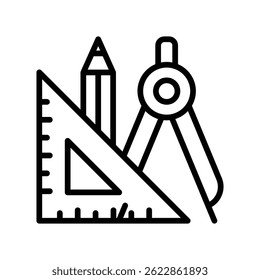 Icono de contorno de Vector de herramientas geométricas. Archivo Eps10 