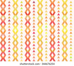 Geometric tracery in red and yellow colors tones. Vector pattern.