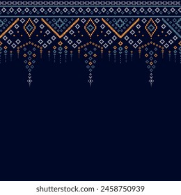 A Geometric traditional ethnic pattern Ikat seamless pattern border abstract design, Indian clothes pattern design for vector, Modern Indian textile vector