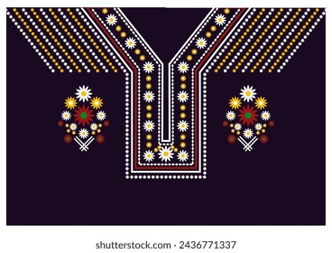 Patrón geométrico oriental de la etnia tradicional. Diseño del bordado de los escotes florales para la moda de la mujer, ropa, envoltura, papel pintado y fondo