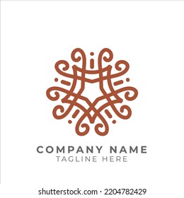 geometric traditional floral pattern logo design