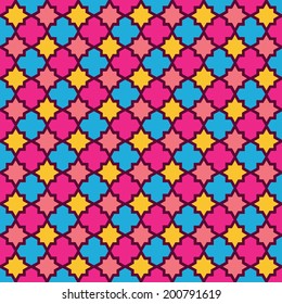 Geometric traditional ornament. Colorful seamless mosaic pattern. Ornamental vector background.