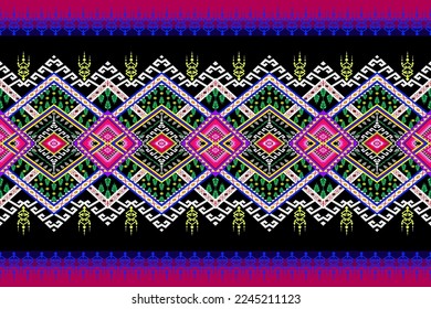 Geometric traditional seamless pattern. Ethnic ornament motif oriental traditional African American pattern style. Designs for fabric, clothing, abstract, background, backdrop, decor, tribal, knitted.