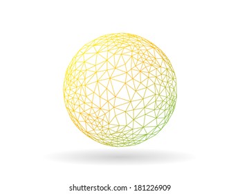 Geometric transitional polygonal globe unusual vector graphic template isolated on white background