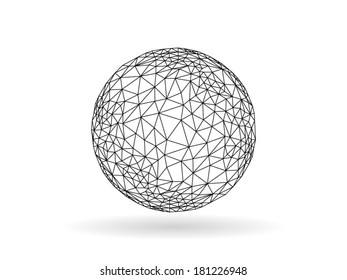 Geometric transitional polygonal globe unusual vector graphic template isolated on white background