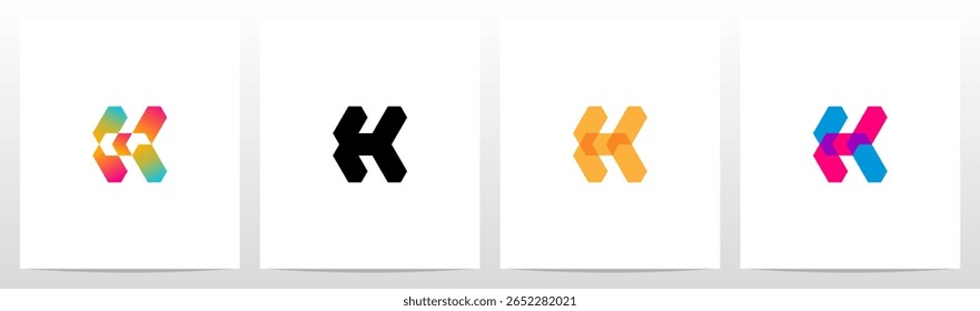 Geométrica Transparente Gradiente Superposición Letra Diseño de Logo Inicial K