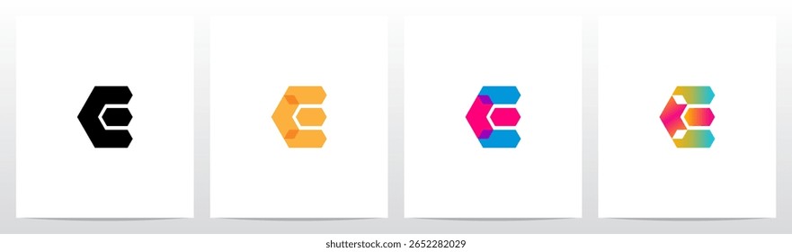 Geométrica Transparente Gradiente Superposición Letra Diseño de Logotipo Inicial E
