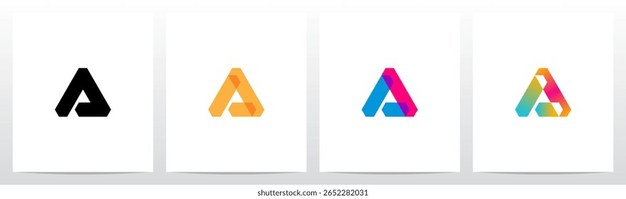 Geométrica Transparente Gradiente Superposición Letra Logotipo inicial Diseño A