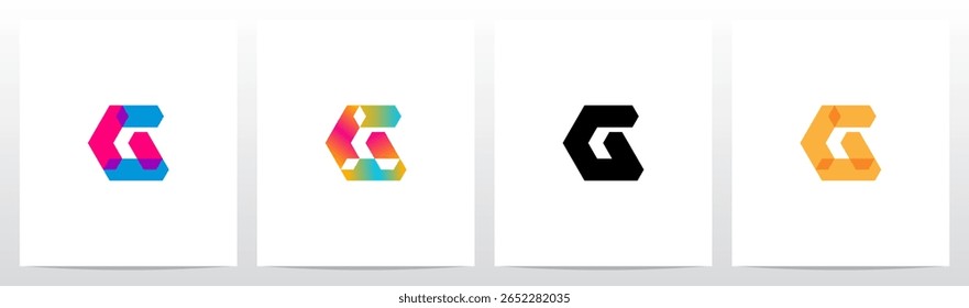 Geometric Transparent Gradient Overlay Letter Initial Logo Design G