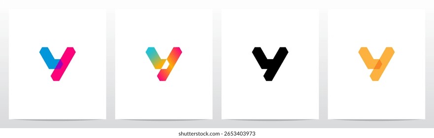 Letra de sobreposição de gradiente transparente geométrica Design do logotipo inicial Y