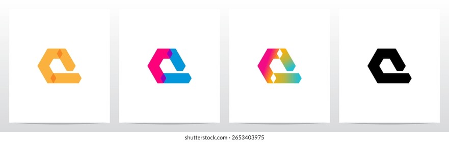 Letra superpuesta de degradado transparente geométrica Diseño de logotipo inicial Q