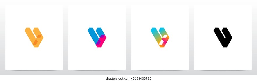 Geometric Transparent Gradient Overlay Letter Initial Logo Design V