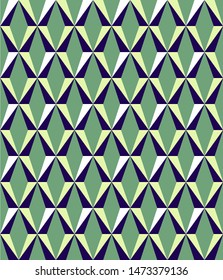 Geometric trapeze seamless pattern. Repeated blue and green texture