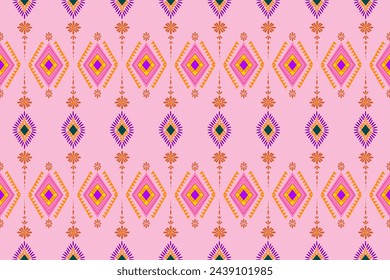 Geometric treditional pattern seamless vector background pink purple and gold on stripe line,Sarong,curtain, clothing,wrapping texture for the design,cloth and decorative background.