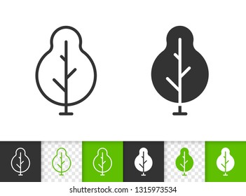 Geometric Tree black linear and silhouette icons. Thin line sign of abstract sapling. Poplar outline pictogram isolated on transparent background. Vector Icon shape. Green Plant simple symbol closeup