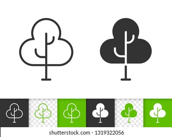 Geometric Tree black linear and silhouette icons. Thin line sign of sapling. Birch outline pictogram isolated on white, green, transparent background. Vector Icon shape. Abstract Plant simple symbol