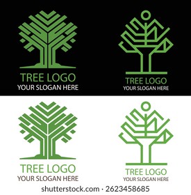 Logotipo de árbol geométrico Diseño de Naturaleza verde