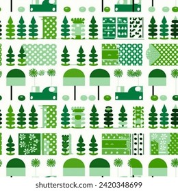 Geometric Tree Plant Pine Mint Forrest  Green Abstract Scandinavian Design Seamless Pattern Wallpaper Fabric Curtain Bedding Background