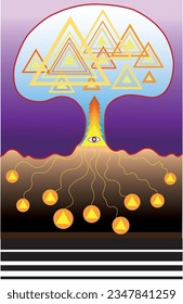 geometric tree with roots and triangles