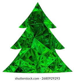Geometric tree shape. Faceted green texture. Abstract low poly. Vector forest symbol. EPS 10.