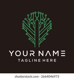 geometric tree technology internet logo design graphic icon vector