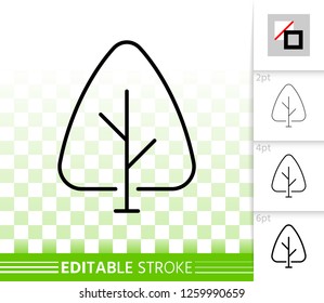 Geometric Tree thin line icon. Outline sign of abstract sapling. Poplar linear pictogram with different stroke width. Simple vector transparent symbol. Growth plant editable stroke icon without fill