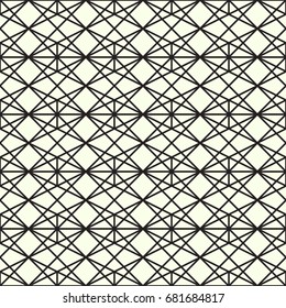 Geometric trellis pattern. Black and white seamless background. Screen print vector texture. Website textured pattern. Oriental seamless background. Vector seamless pattern for interior design