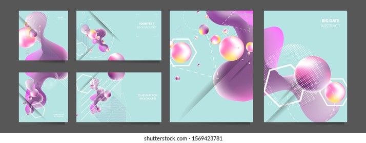 Geometric trend abstract set. Gradient shapes composition, vector covers new design
