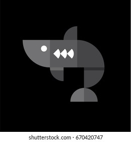 Geometric trending shark logo in vector style flat quality illustration from figured elements art