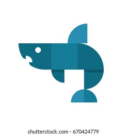 Geometric trending shark logo in vector style flat quality illustration from figured elements art