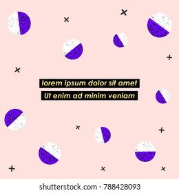 Geometric trendy 80s, 90s style retro memphis elements with marble texture pattern backgrounnd. Template for your designs, creative card, art print, phone case, minimal label design for banner, poster