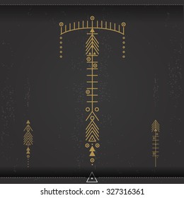 Geometric trendy hipster arrow. Religion, philosophy, spirituality, occultism symbols collection. isolated